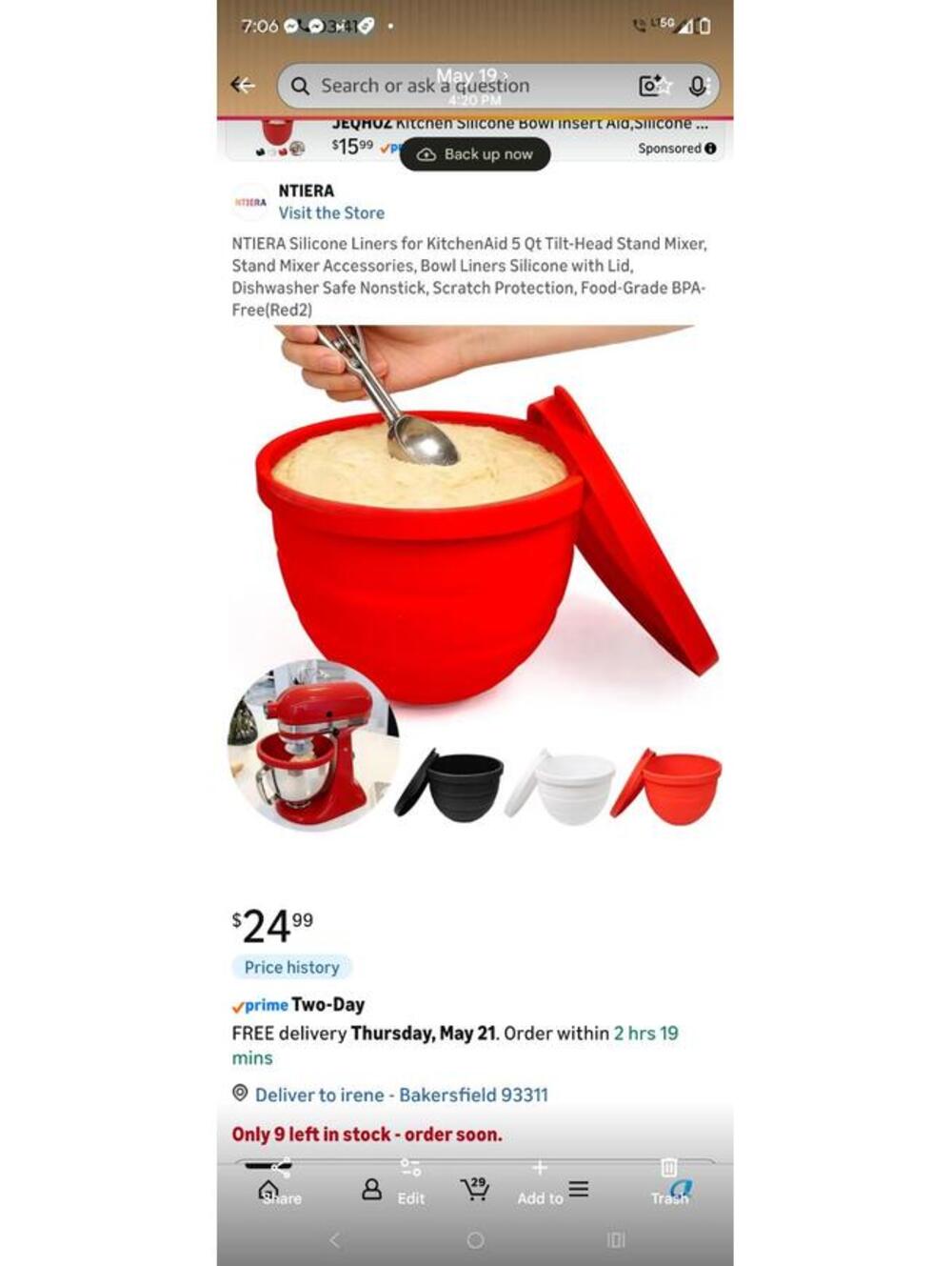 Thicker Silicone Bowl Liners for 5 Quart KitchenAid Mixers - Dishwasher Safe